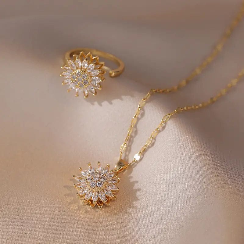 SET GIRASOL DE LUJO : COLLAR Y ANILLO
