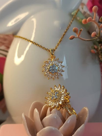 SET GIRASOL DE LUJO : COLLAR Y ANILLO