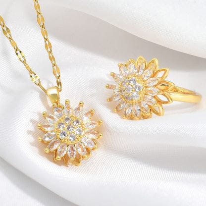 SET GIRASOL DE LUJO : COLLAR Y ANILLO