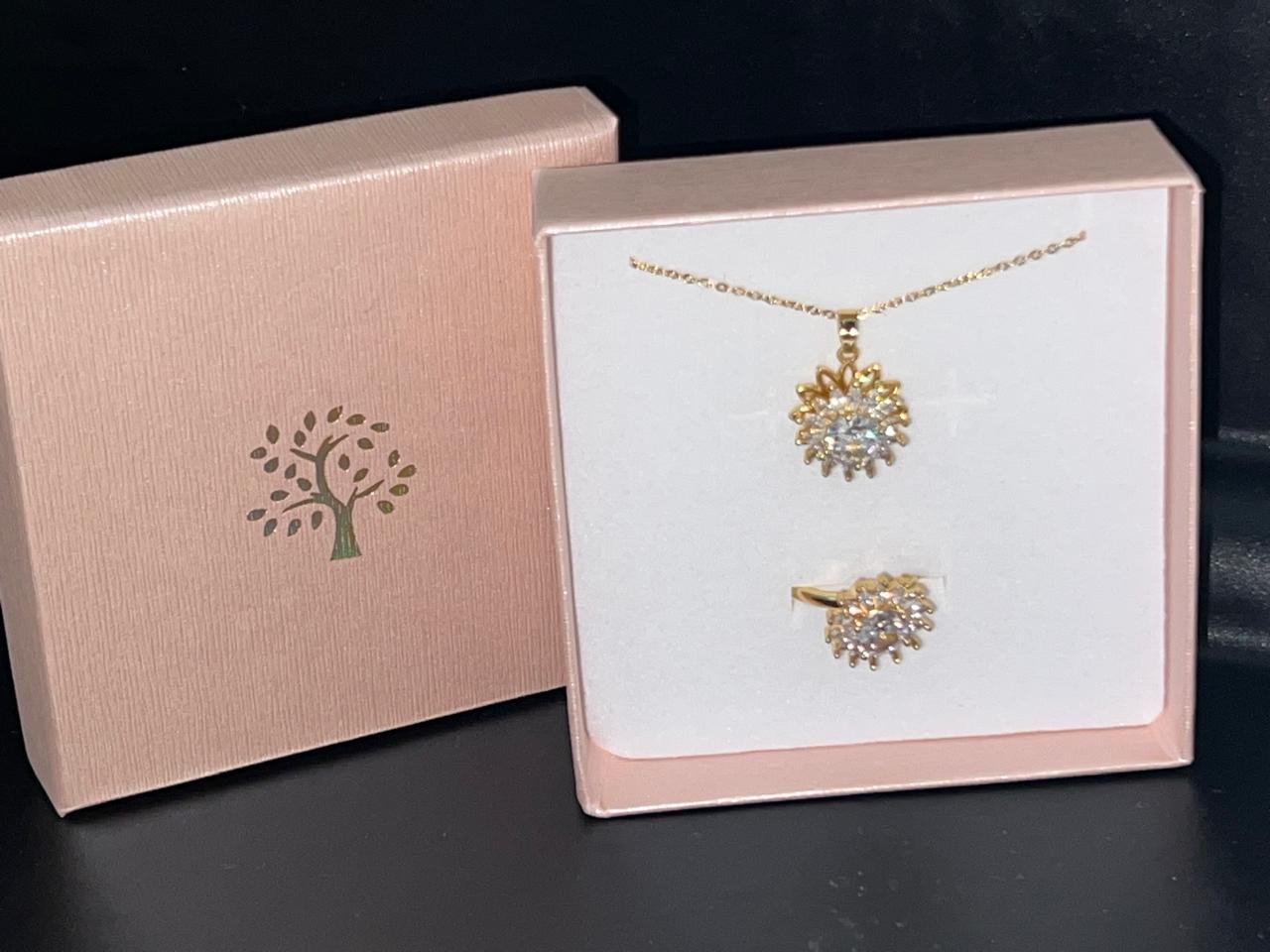 SET GIRASOL DE LUJO : COLLAR Y ANILLO